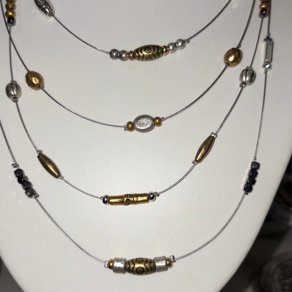 Chico's Gold and Silver Layered Necklace